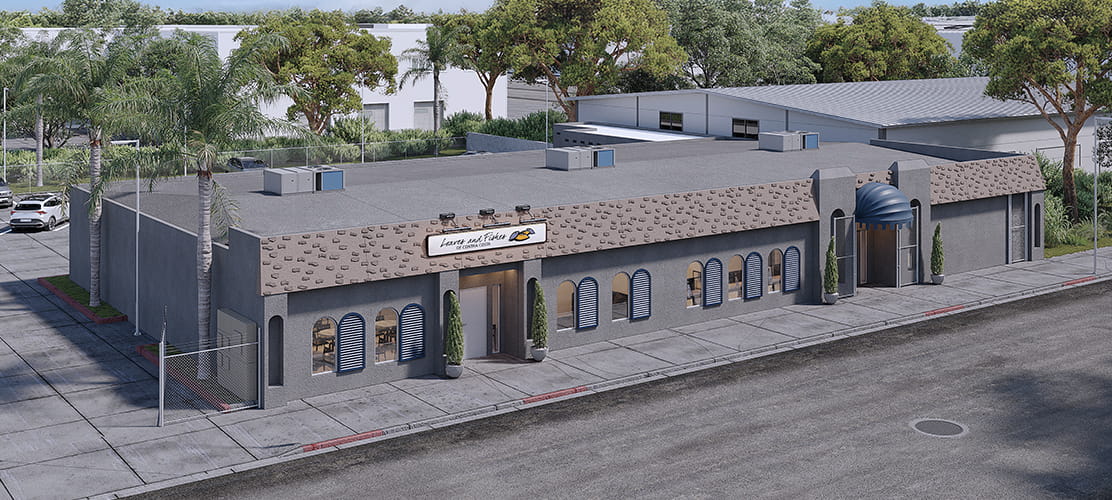Rendering of the future Nourishing Lives central kitchen exterior